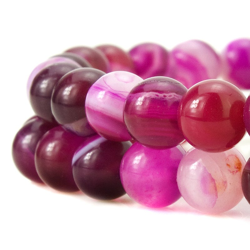 BEADNOVA 8mm Natural Rose Banded Agate Gemstone Smooth Round Loose Beads Approx 16 Inch 48~50 pcs Strand for Jewelry Making - Image 3